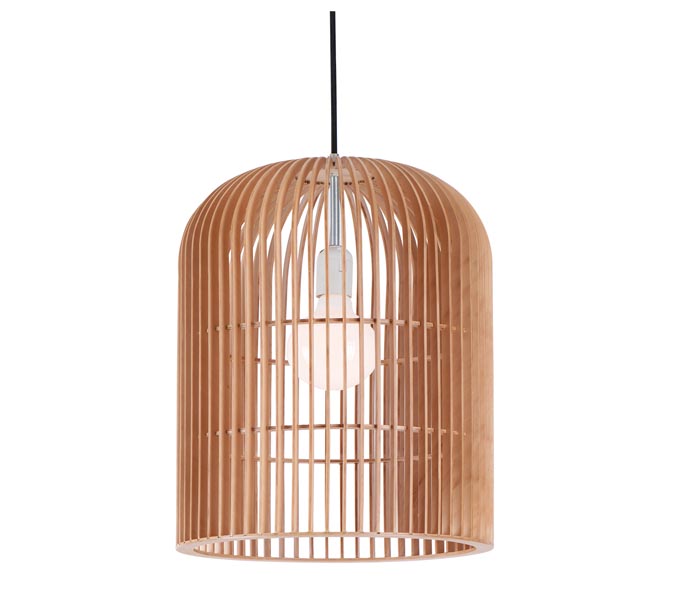 Birdcage Wood Pendant Light