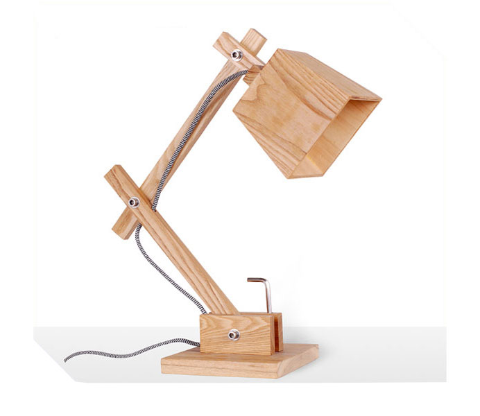 Hot Sale Table Lamp with Wood Lampshade 