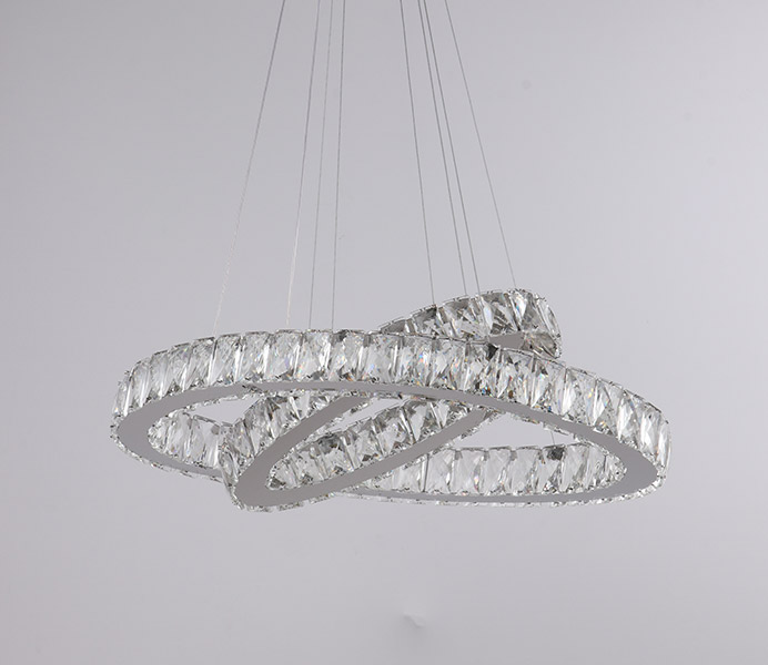 2 Rings Crystal Hanging Light for Living Room 