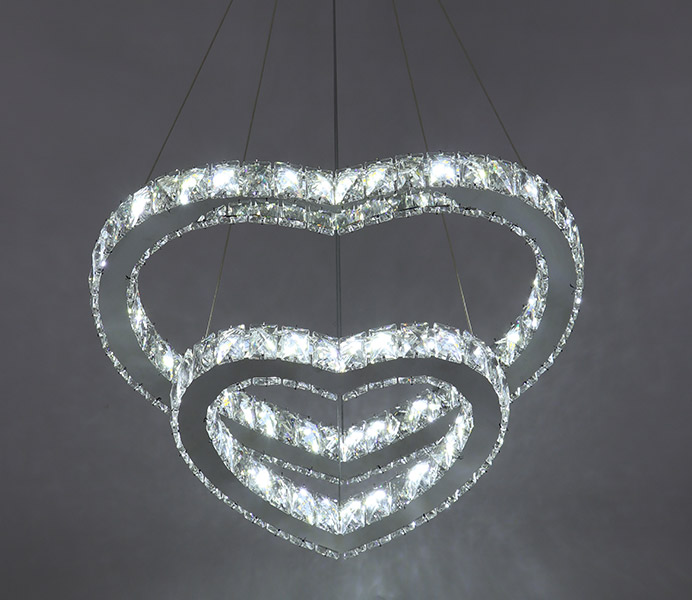 Modern K9 Crystal Hanging Light with Heart Shade 