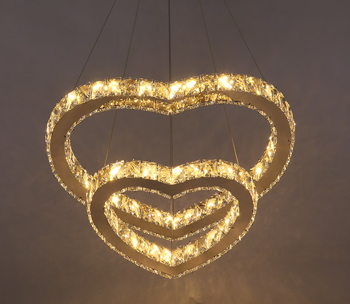 Modern K9 Crystal Hanging Light with Heart Shade 