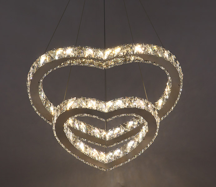 Modern K9 Crystal Hanging Light with Heart Shade 