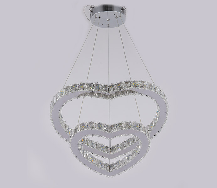 Modern K9 Crystal Hanging Light with Heart Shade 