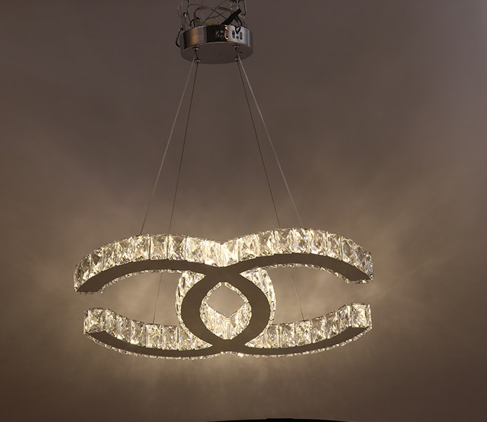 Creative Modern K9 Crystal Chandelier Light with 2 Rings