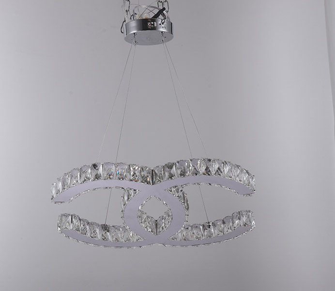 Creative Modern K9 Crystal Chandelier Light with 2 Rings 