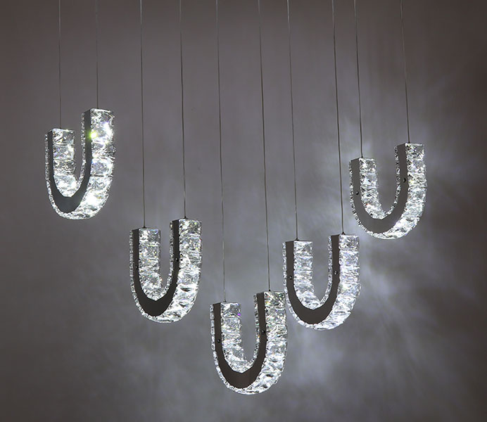 LED K9 Modern Crystal Hanging Light with U Shade 