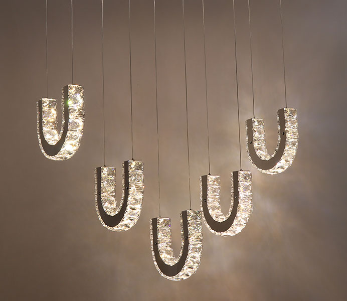 LED K9 Modern Crystal Hanging Light with U Shade 