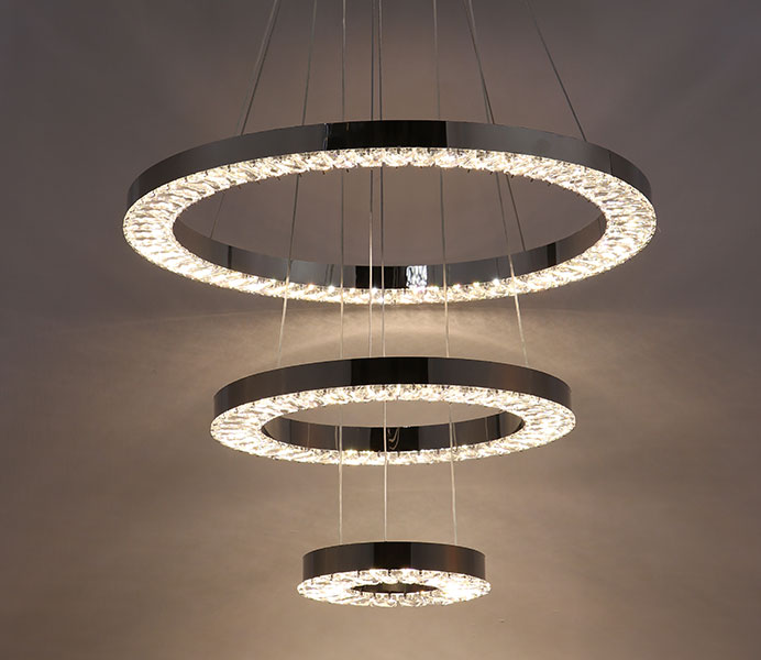 Stainless Steel Contemporary Hanging Pendant Lamp with 3 Rings