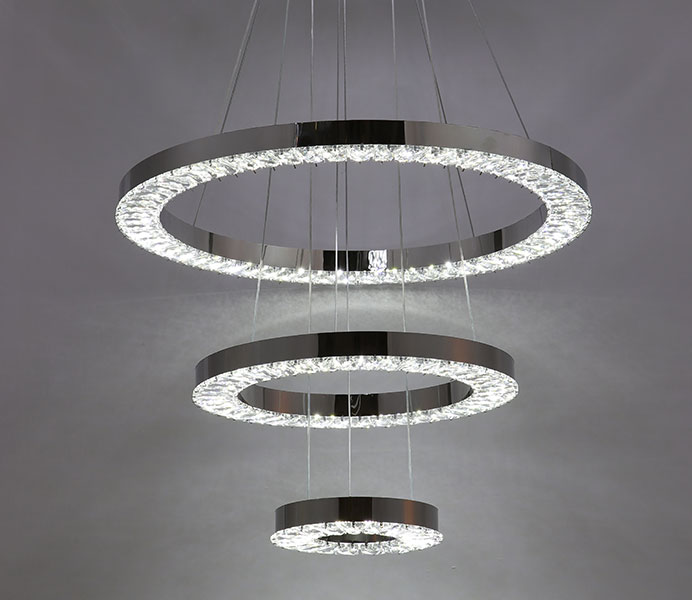 Stainless Steel Contemporary Hanging Pendant Lamp with 3 Rings