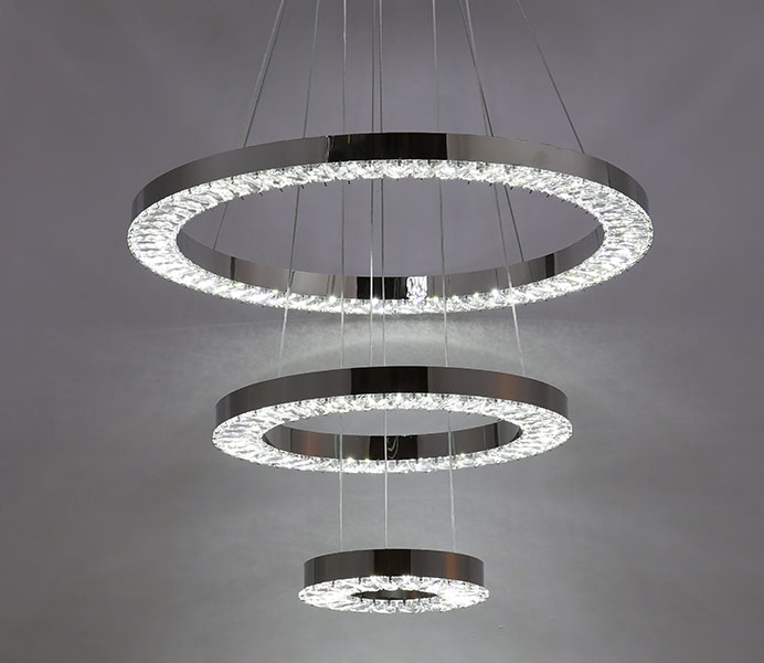 Stainless Steel Contemporary Hanging Pendant Lamp with 3 Rings