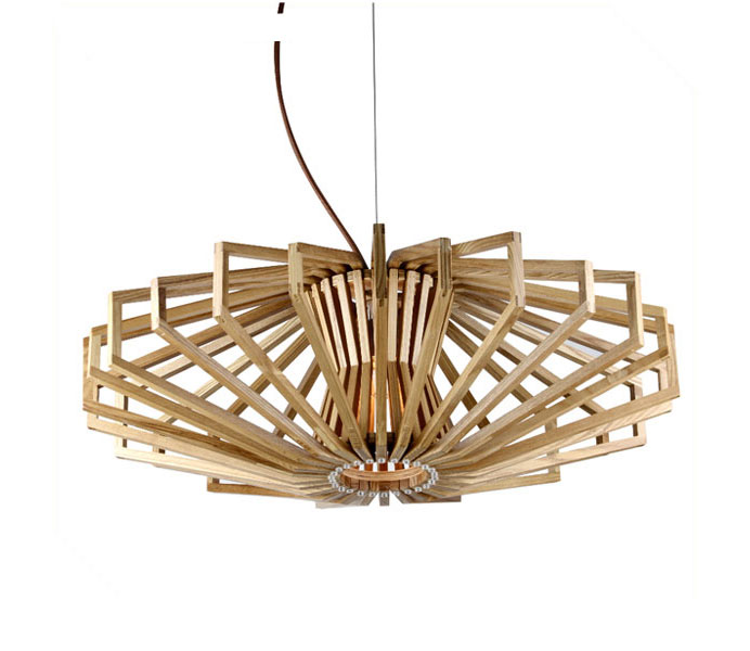 Lightingbird High Quality Diamond Pendant Light with Ash Wood 