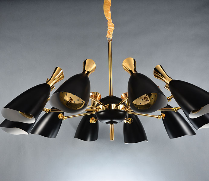 Black Suspension Light Chandelier with 12 Lights 