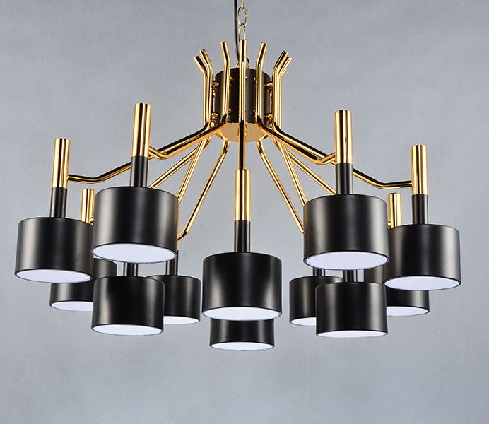 Black/White Iron Lampshade Design Chandelier with 12 Heads