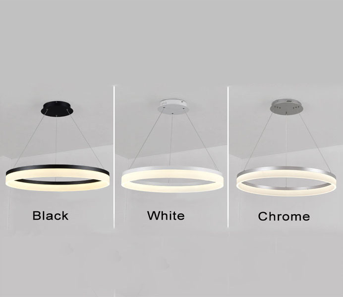 Modern Hanging 3 Rings Round Acrylic led Light Fixture for Kitchen 