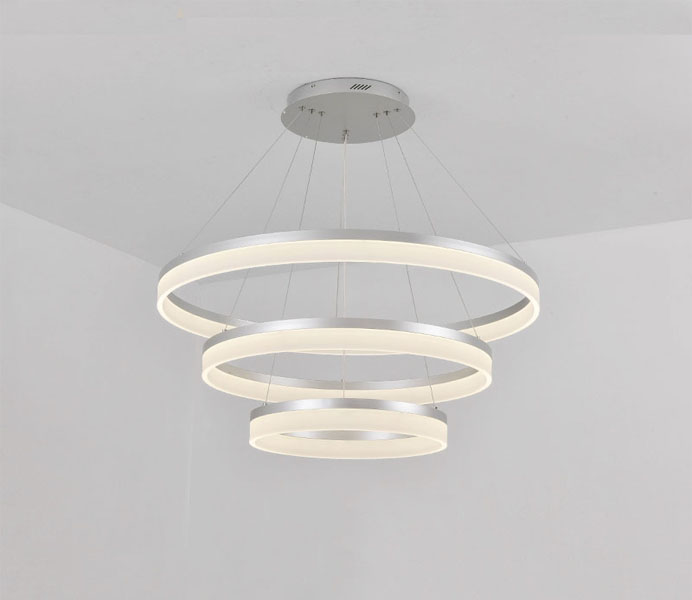 Modern Hanging 3 Rings Round Acrylic led Light Fixture for Kitchen 