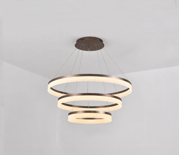 Rose Gold Acrylic LED Pendant Light with 2 Rings