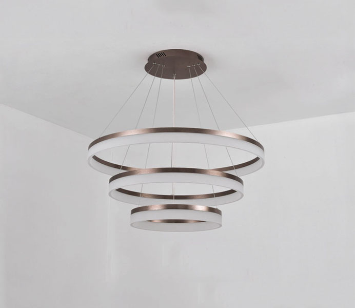 Rose Gold Acrylic LED Pendant Light with 2 Rings