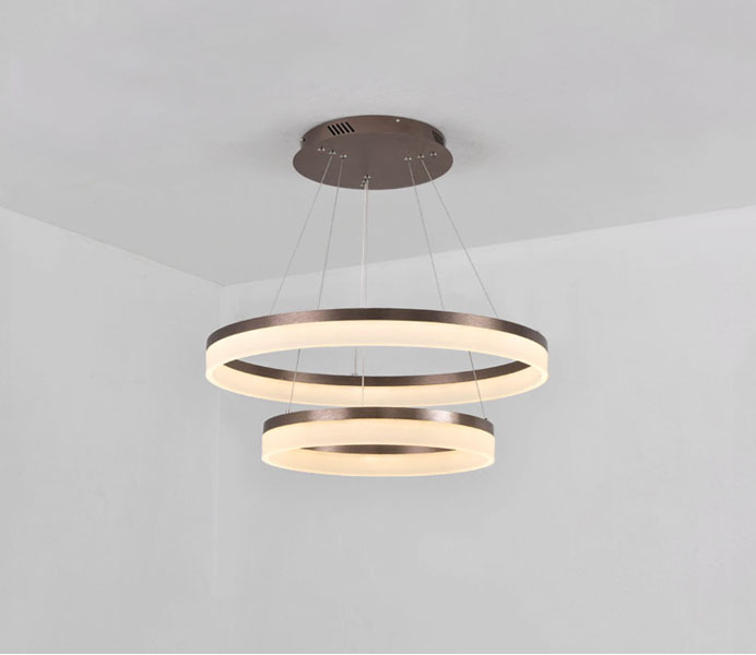 Rose Gold Acrylic LED Pendant Light with 2 Rings