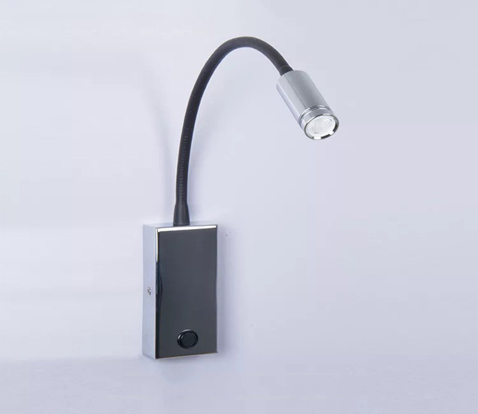 Custom Made Matte Chrome Led Reading Lamp with Flexible Arm