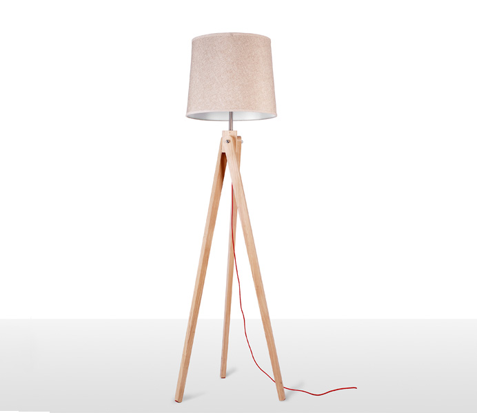 Wood Tripod Floor Lamp with E27 