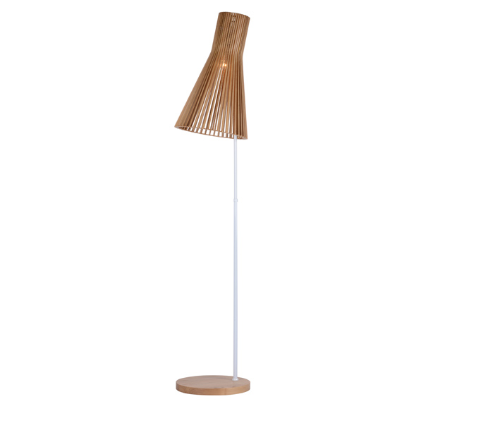 Hot Sale Modern Floor Lamp with Wood Lampshade 