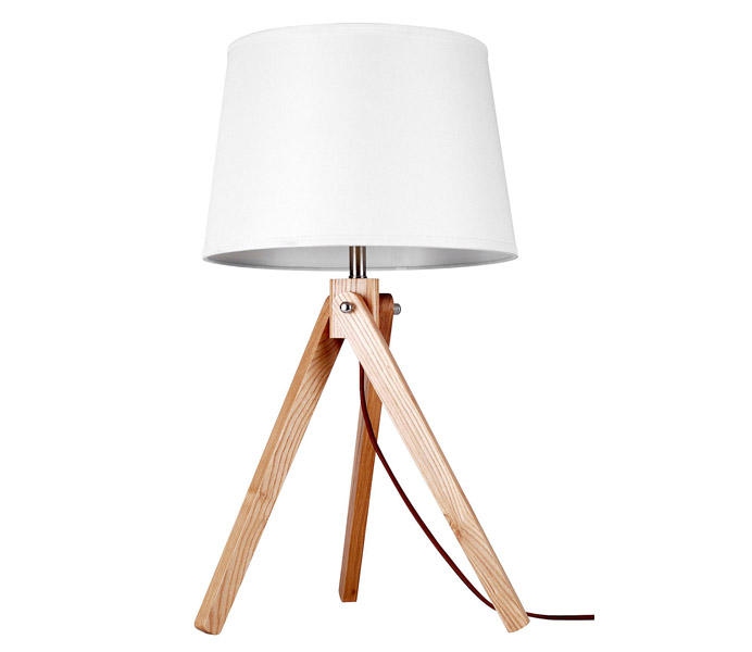Wooden Tripod Table Lamp with Fabric Lampshade 