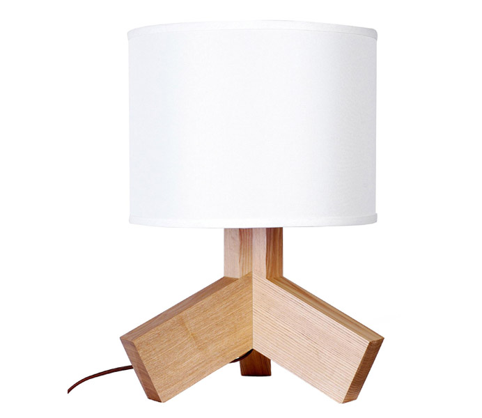 Solid Wooden Table Lamp with White Lampshade 