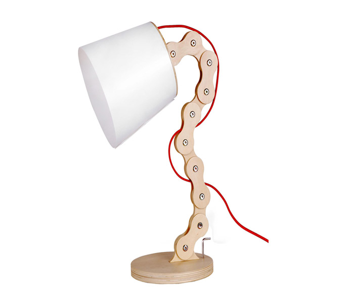 Wood Chain Table Lamp with White Lampshade 