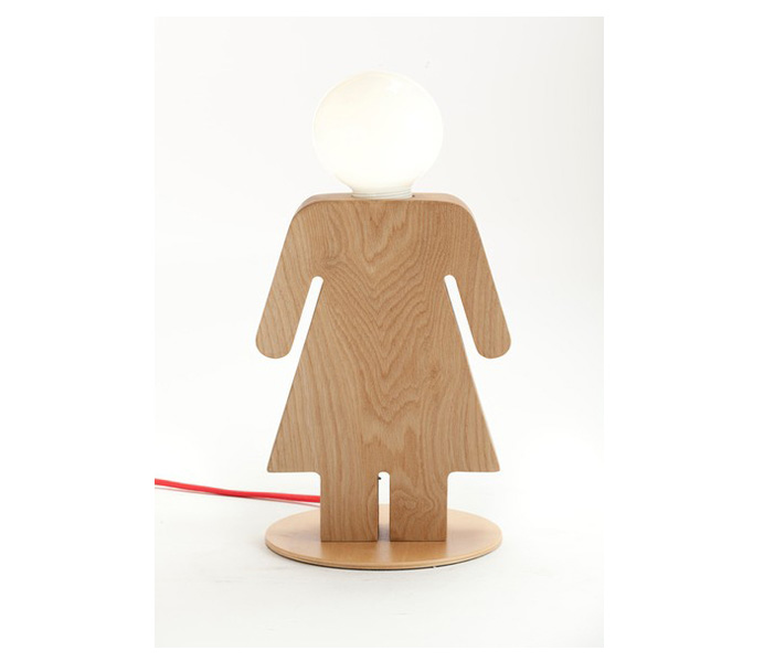 Wooden Girl Desk Lamp with E14 