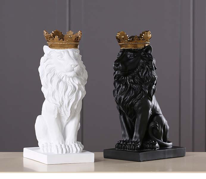 Resin Lion with Gold Crown