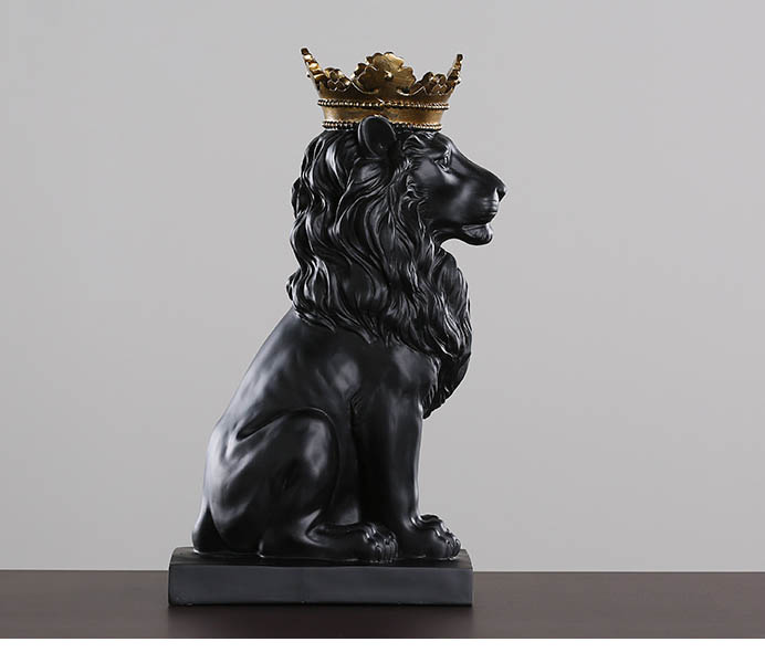 Resin Lion with Gold Crown