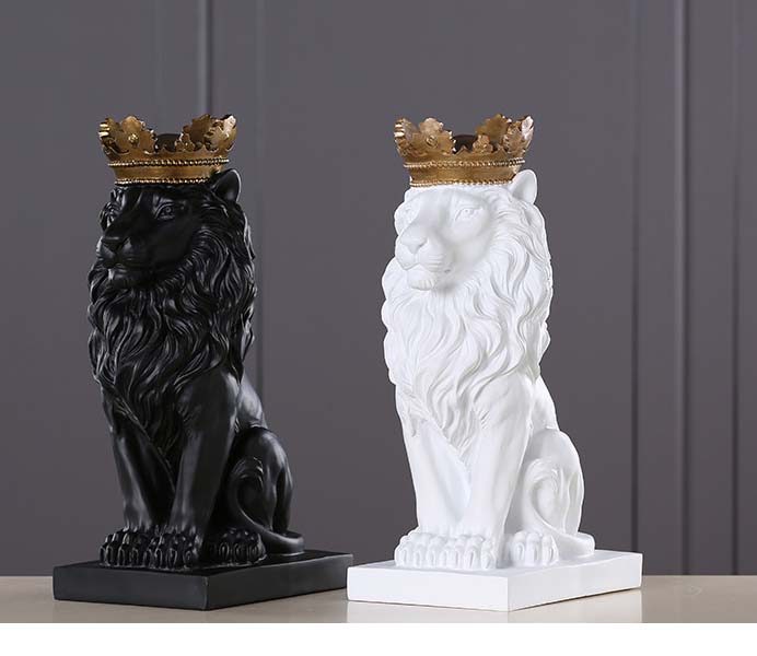 Resin Lion with Gold Crown