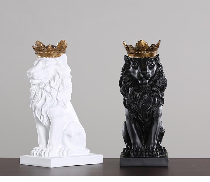 Resin Lion with Gold Crown