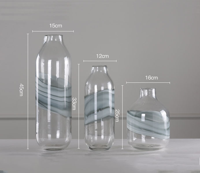 Vase Glass with Irregular Quicksand Lines 