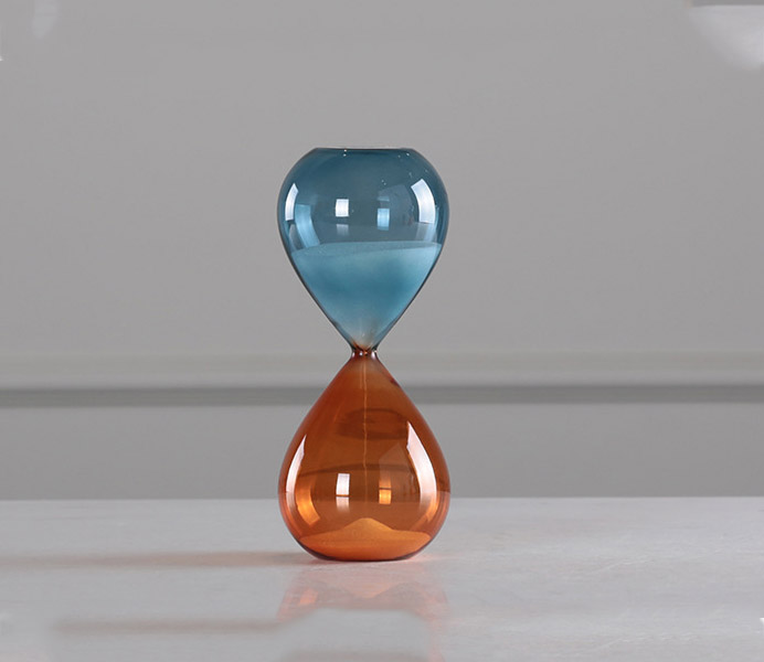 Blue and Orange Glass Hourglass