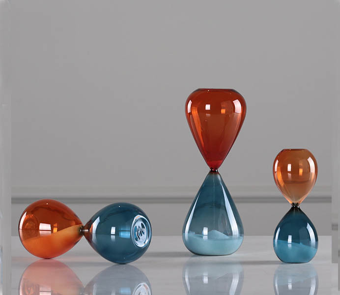 Blue and Orange Glass Hourglass