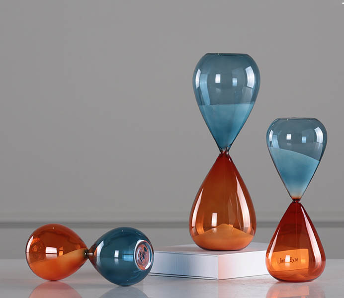 Blue and Orange Glass Hourglass