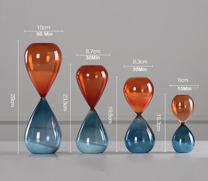 Blue and Orange Glass Hourglass