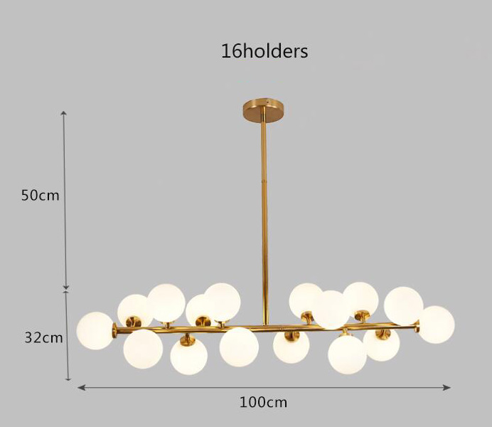 European Style Gold Color Chandelier Light With White Ball Glass 