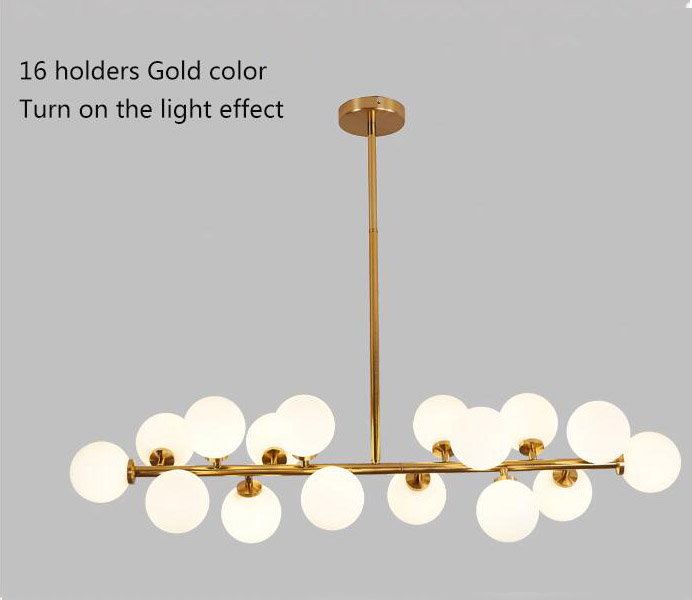 European Style Gold Color Chandelier Light With White Ball Glass 