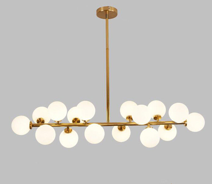 European Style Gold Color Chandelier Light With White Ball Glass 