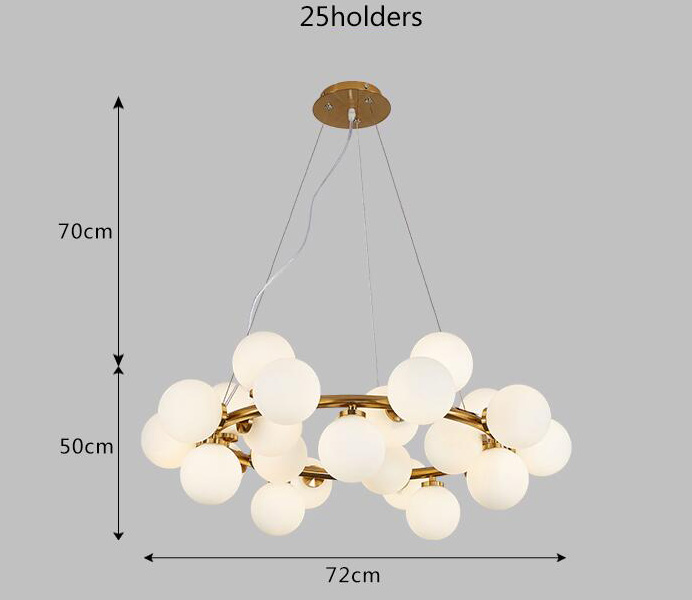 European Style Gold Color Chandelier Light With White Ball Glass 