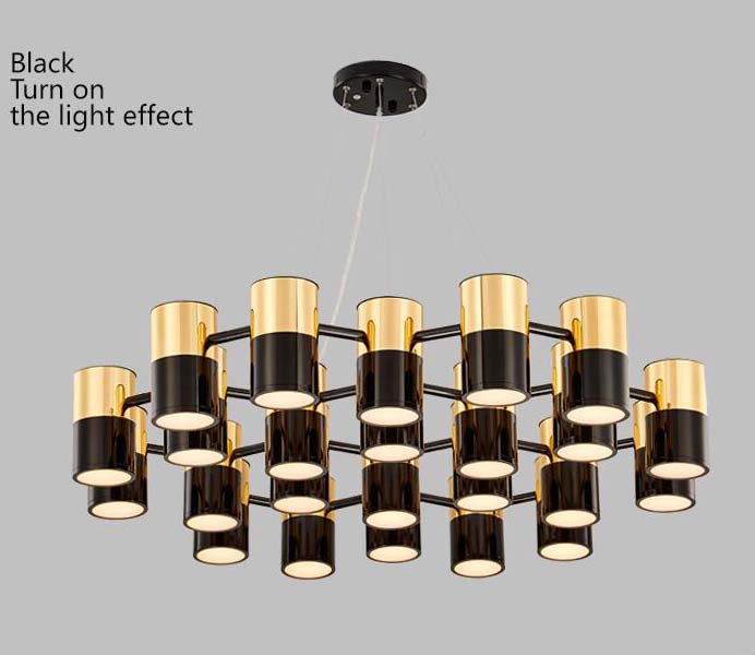 Modern Metal Gold and Black Color Large Chandelier for Lighting Projects