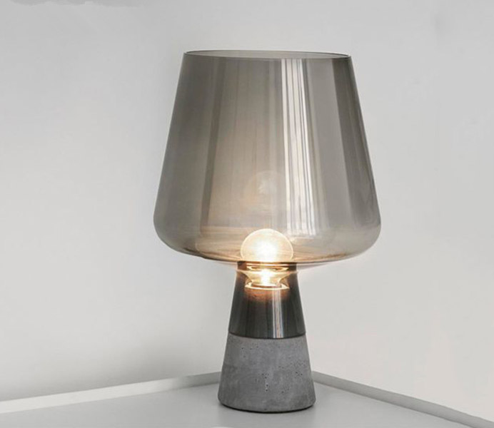 Modern Natural Concrete Table Lamp with Glass Lampshade