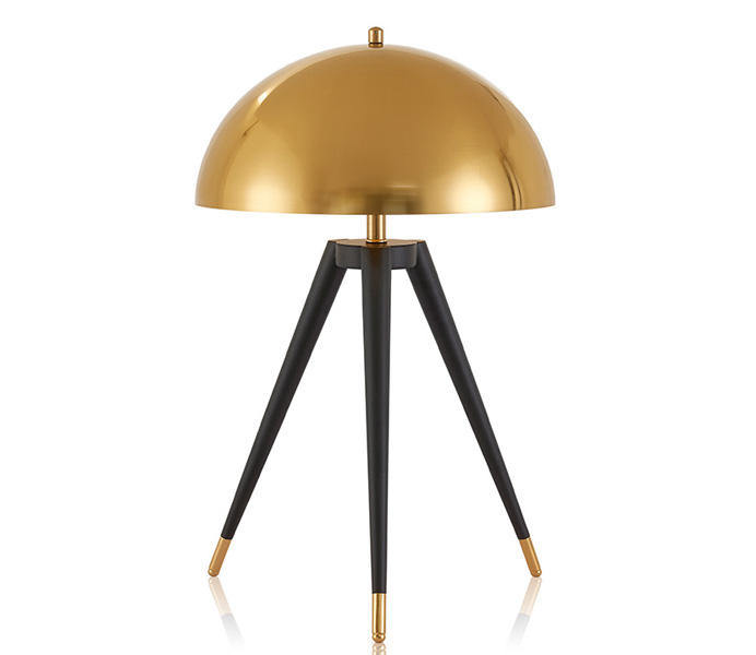 Nordic Post-modern Tripod Table Floor lamp with Gold Color Metal Lampshade 