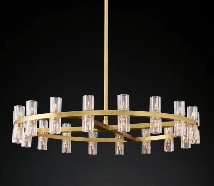 Luxury New Design Gold Iron Circle Chandelier with Crystal Lampshade