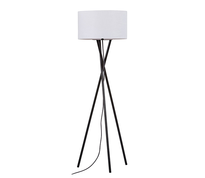 Modern and Minimalist Metal Tripod Floor Lamp with White lampshade 