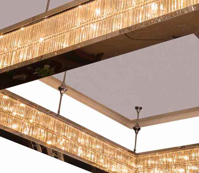 High Quality Crystal Square Chandelier with Stainless Steel 