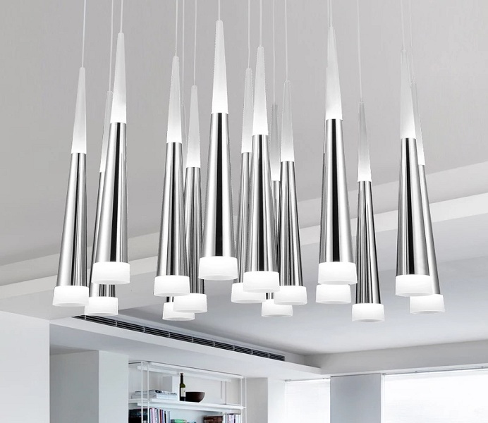 Modern Aluminum Chrome Pendant Light with 3 Lights