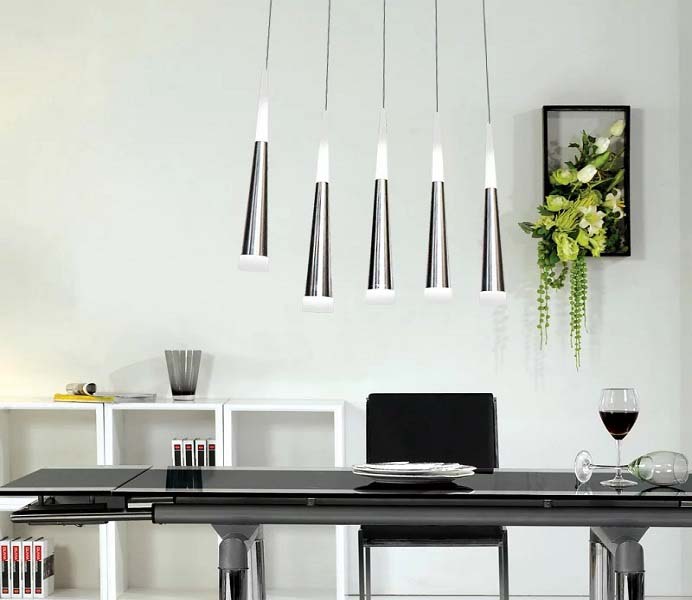 Modern Aluminum Chrome Pendant Light with 3 Lights